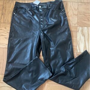 H&M Black Faux Leather Jeans 12 NWT